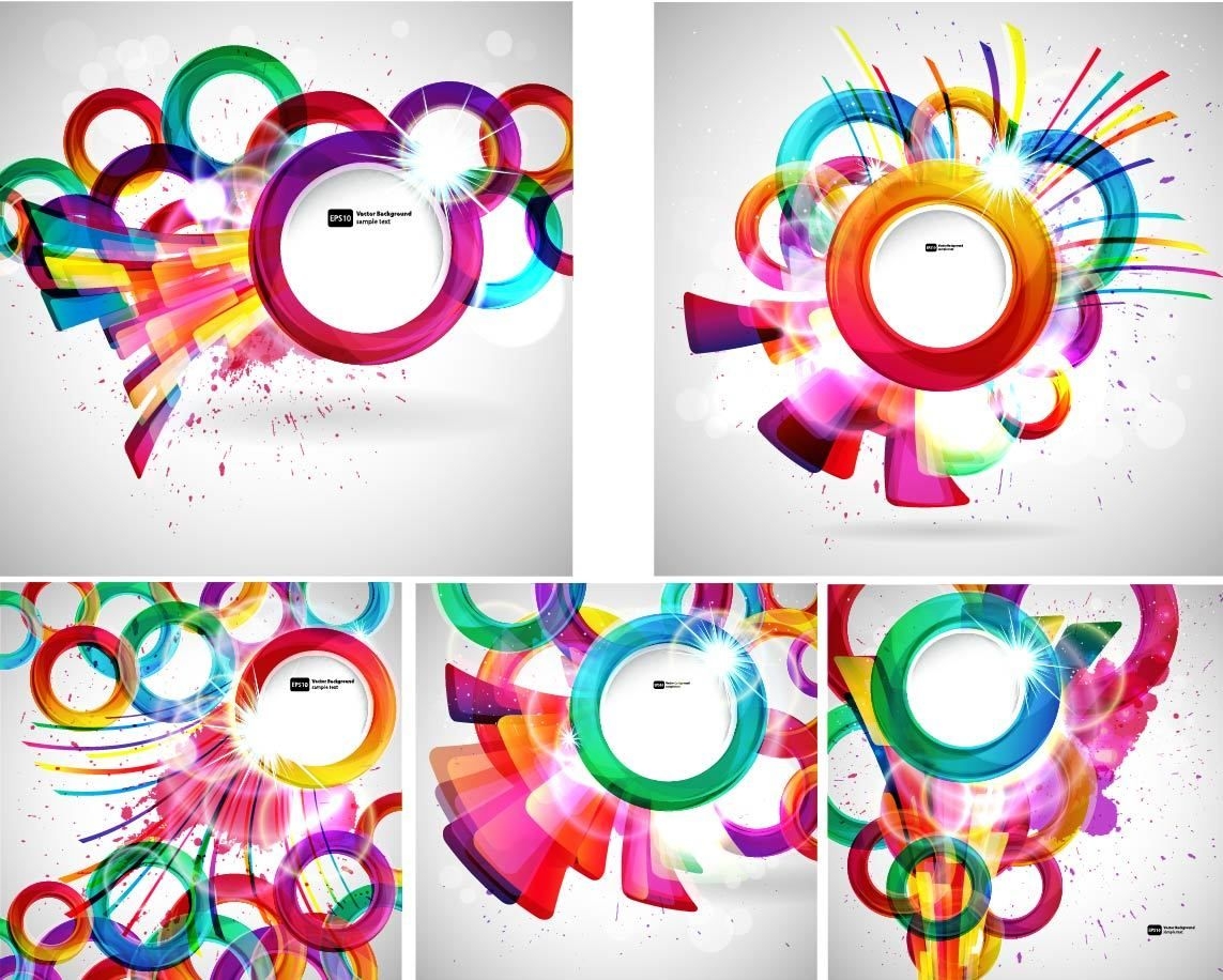 Conjunto criativo de fundo abstrato de círculos coloridos