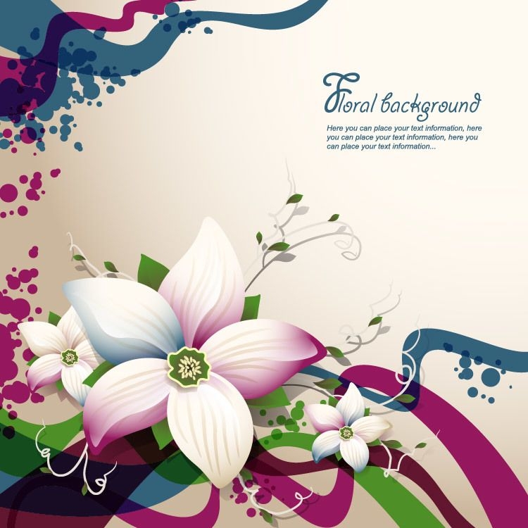 Abstract Floristic Background with Waves & Curves