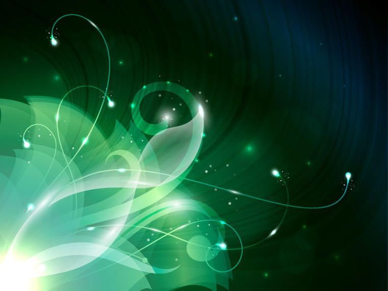 Green Swirly Abstract Floral Corner Background - Vector download