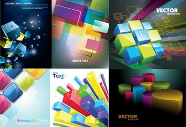 3D bunte Würfel & Quadrate Hintergrund Pack