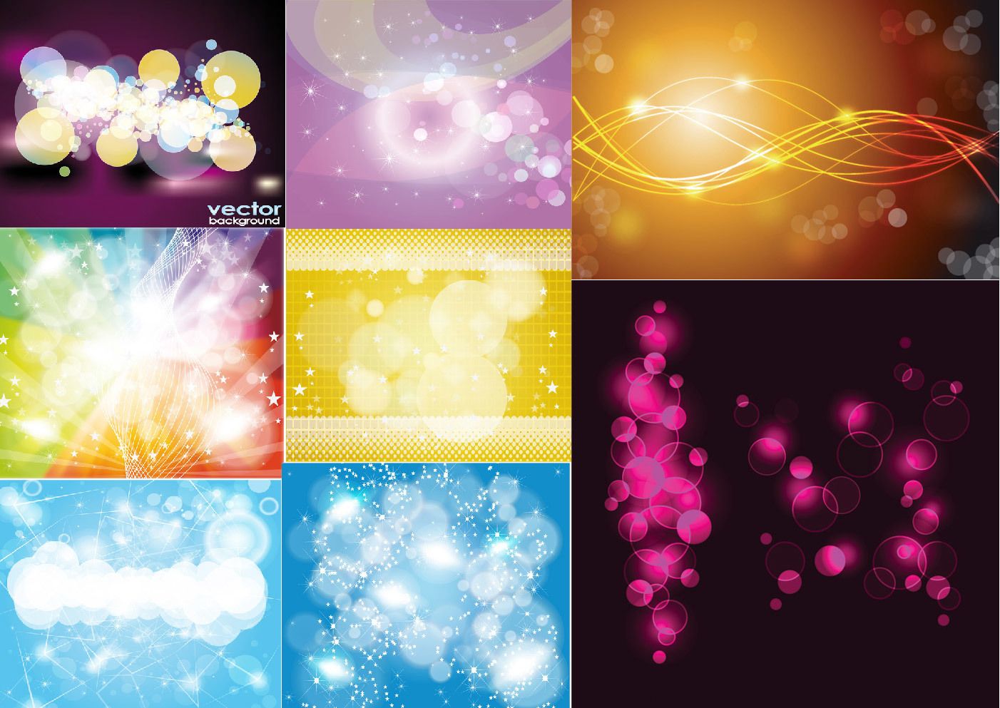 Descarga Vector De Conjunto De Fondo Colorido Abstracto Brillante, image size:1402x993