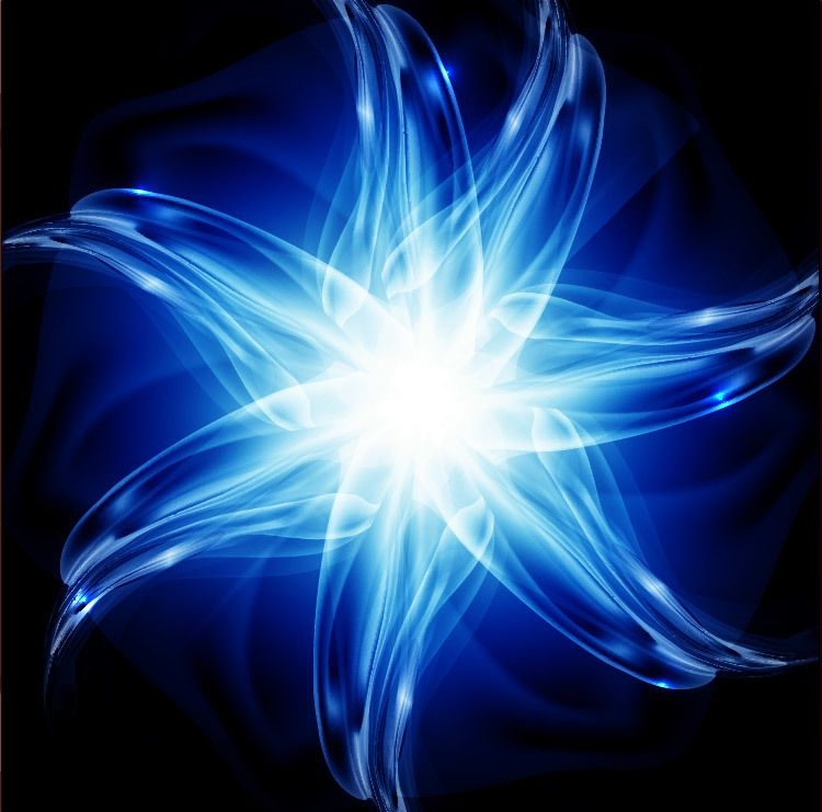 Fluoreszierende blaue Sternenbeleuchtung mit Rauch