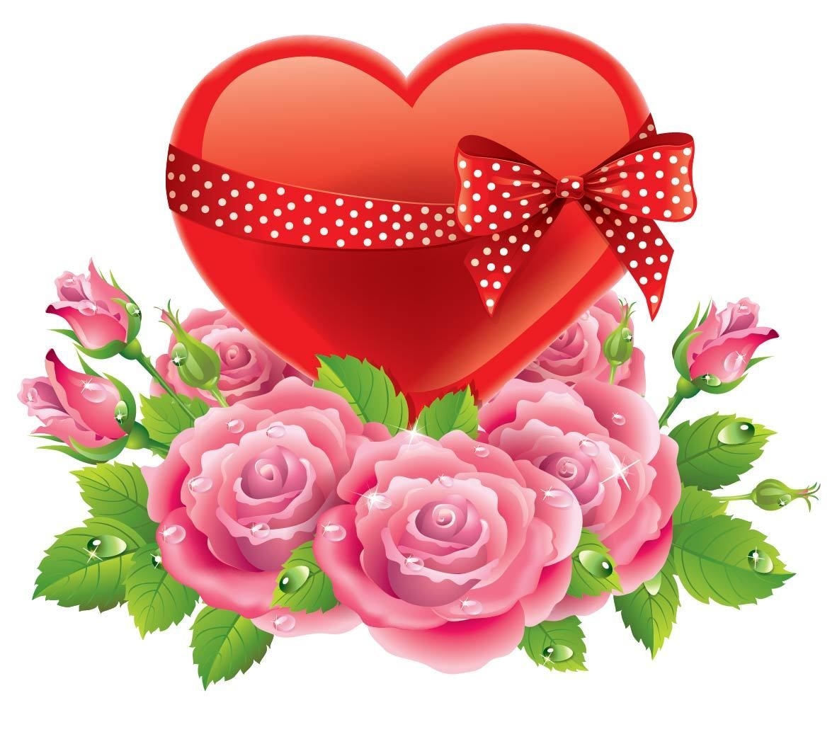 Ribbon Heart Roses Valentine Background - Vector download