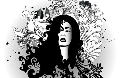 Glamour remolino blanco y negro