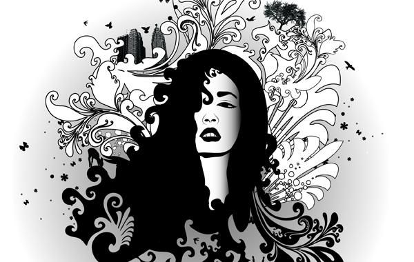 Glamour negro y blanco del remolino Glamour negro y blanco del remolino