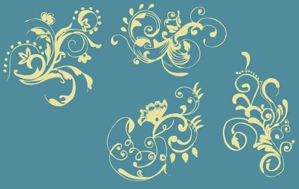 Vetor de ornamentos florais desenhados à mão