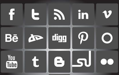 Paquete de iconos de redes sociales en blanco y negro