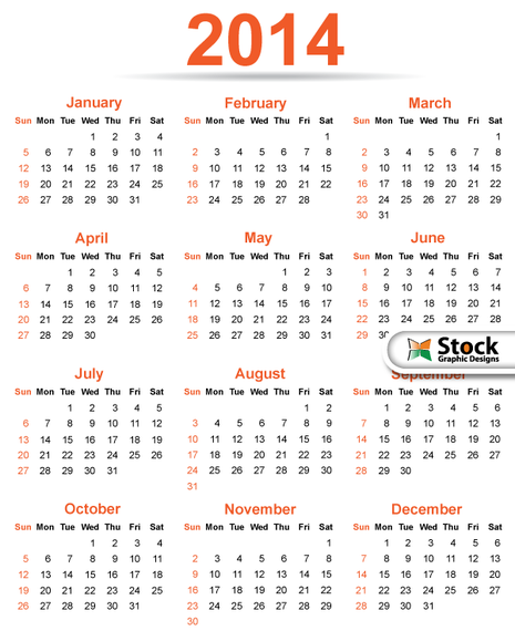 Simple & Classy Template 2014 Calendar - Vector Download