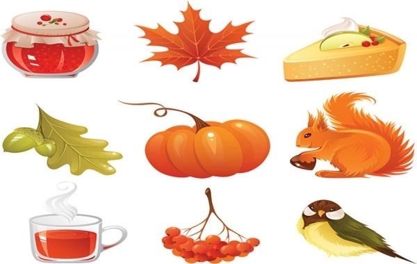 conjunto de ícones vetoriais de outono