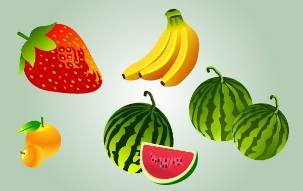 Vector de paquete de frutas de dibujos animados