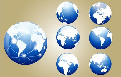 Globo azul con mapa del mundo