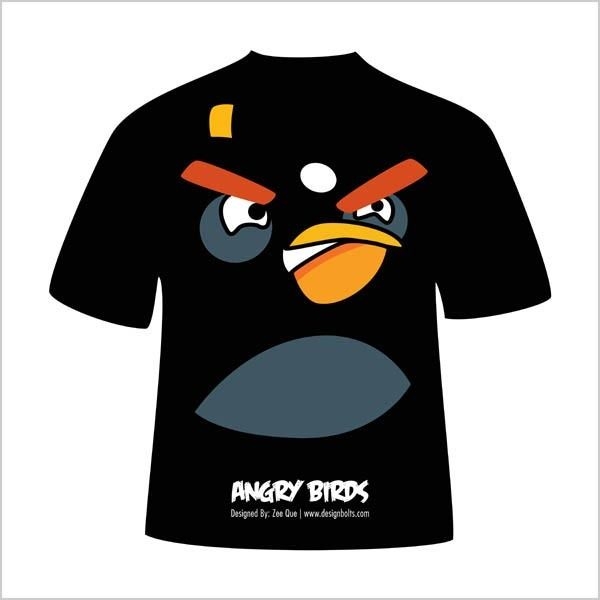 Schwarzes Angry Bird T-Shirt
