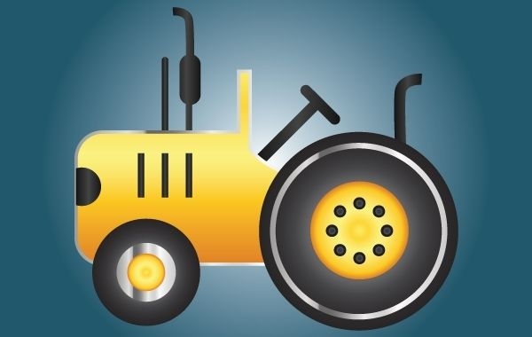 Symbol gelber Traktor
