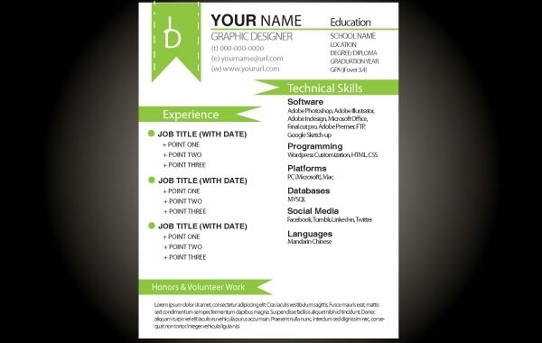 Grüne grundlegende Lebenslaufvorlage