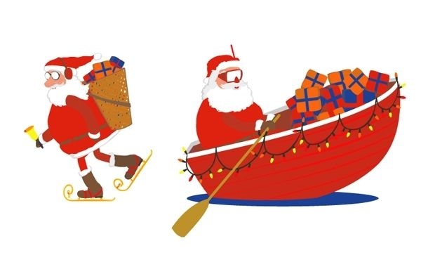 Santa Schlittschuhe und Boot