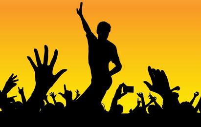 Silueta feliz multitud de conciertos