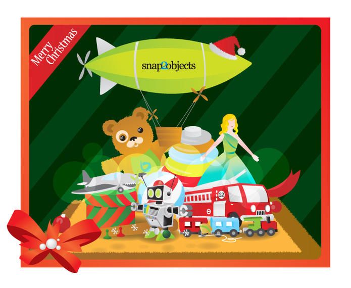 Juguetes de Navidad estilo funky sobre fondo de rayas Juguetes de Navidad estilo funky sobre fondo de rayas