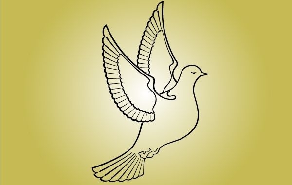 Strichgrafik-Taubenvogel des Friedens