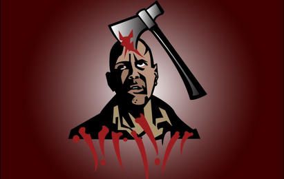 Homens ilustrados espancados por machado