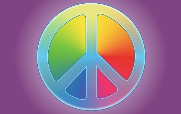 Glühendes Regenbogen-Friedenssymbol