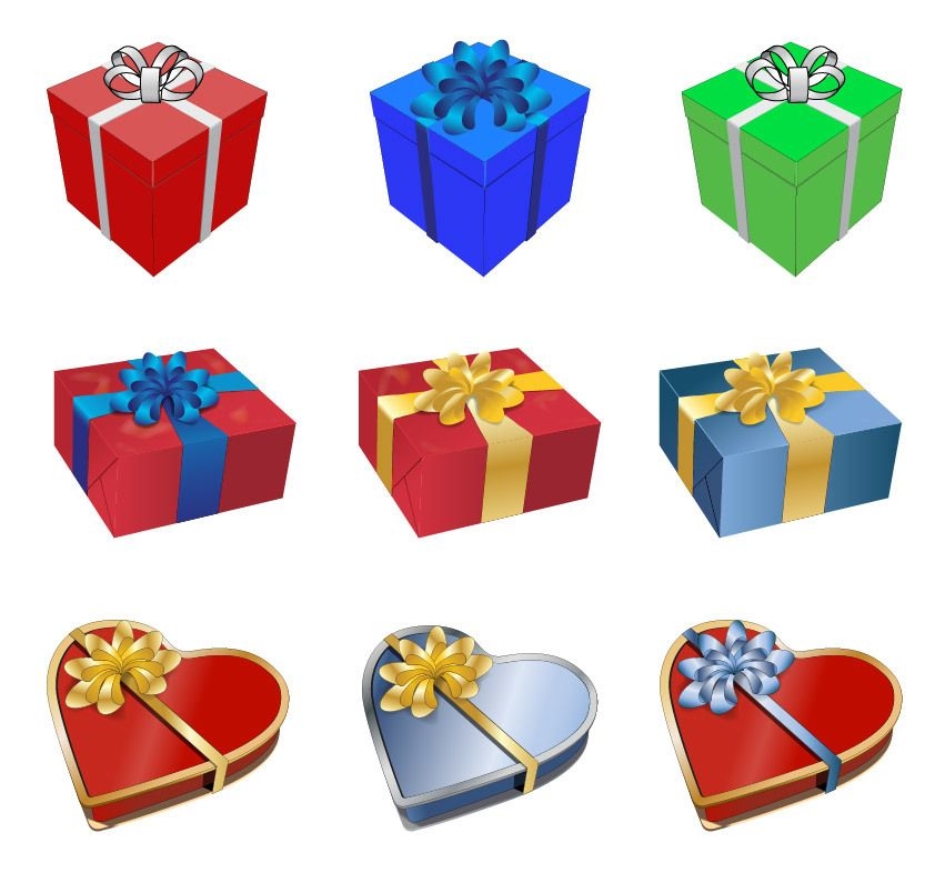 Verschiedene 3D Geschenkbox Pack