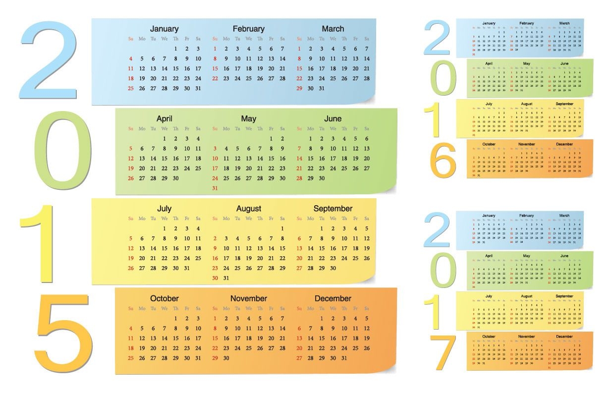 Paquete de calendario de notas adhesivas de colores