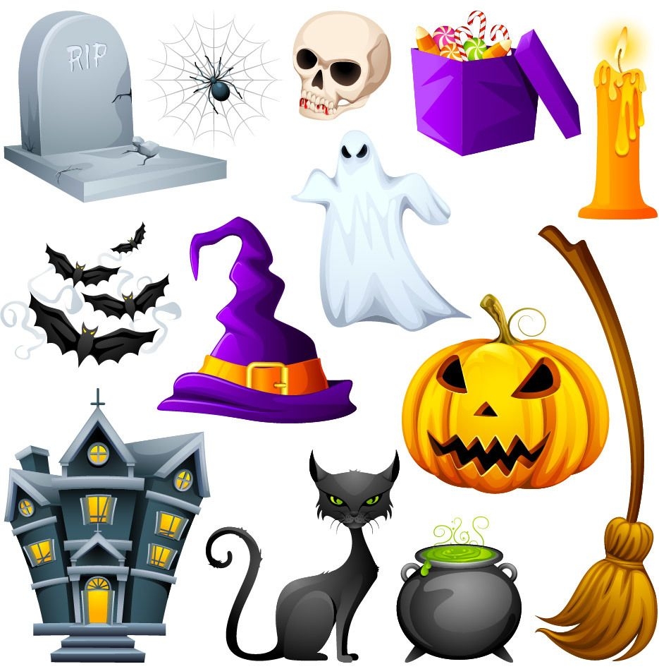 Hunted Cute Halloween Object Pack - Vector download