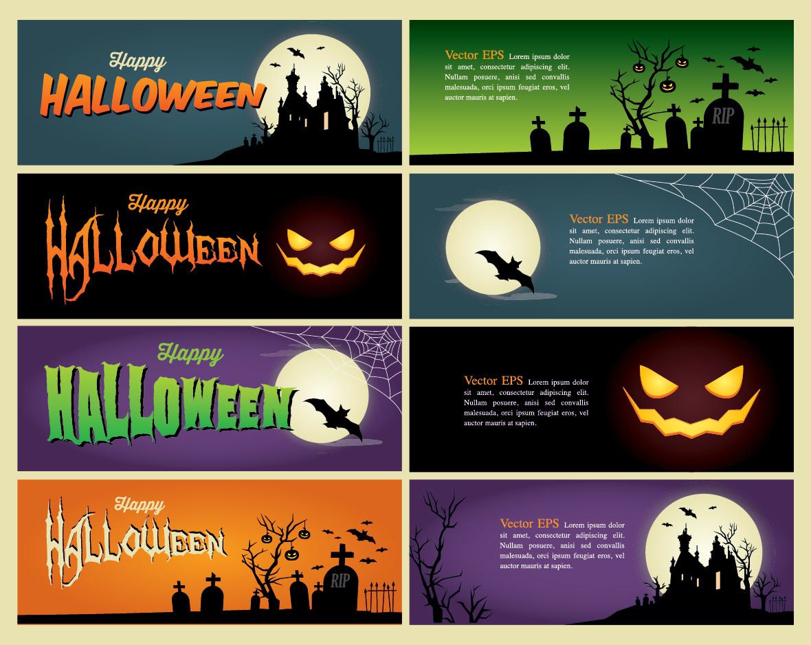 Creepy Halloween Header Banner Pack - Vector download