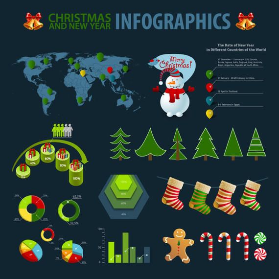 Christmas Themed Simplistic Infographic Set Christmas Themed Simplistic Infographic Set