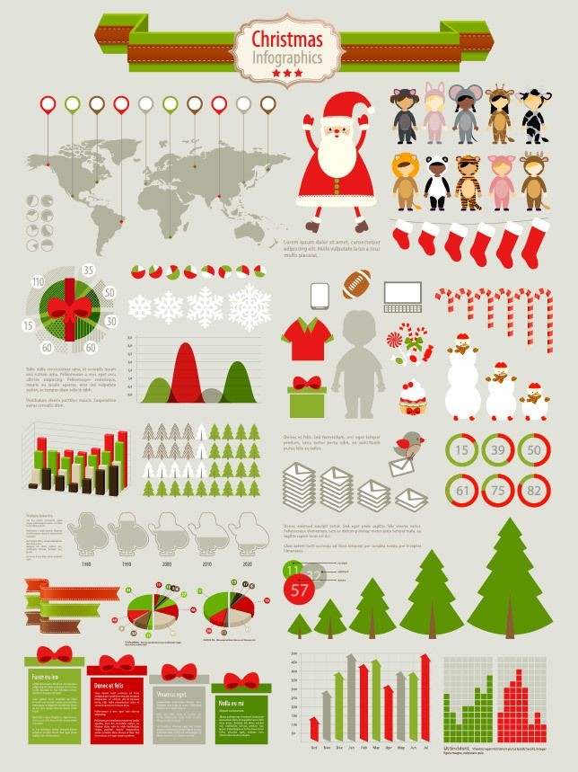 Conjunto de infografía de Navidad funky