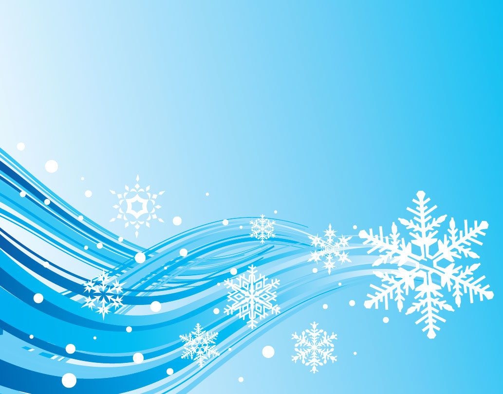 Simplistic Blue Wave & Snowflake Christmas Background