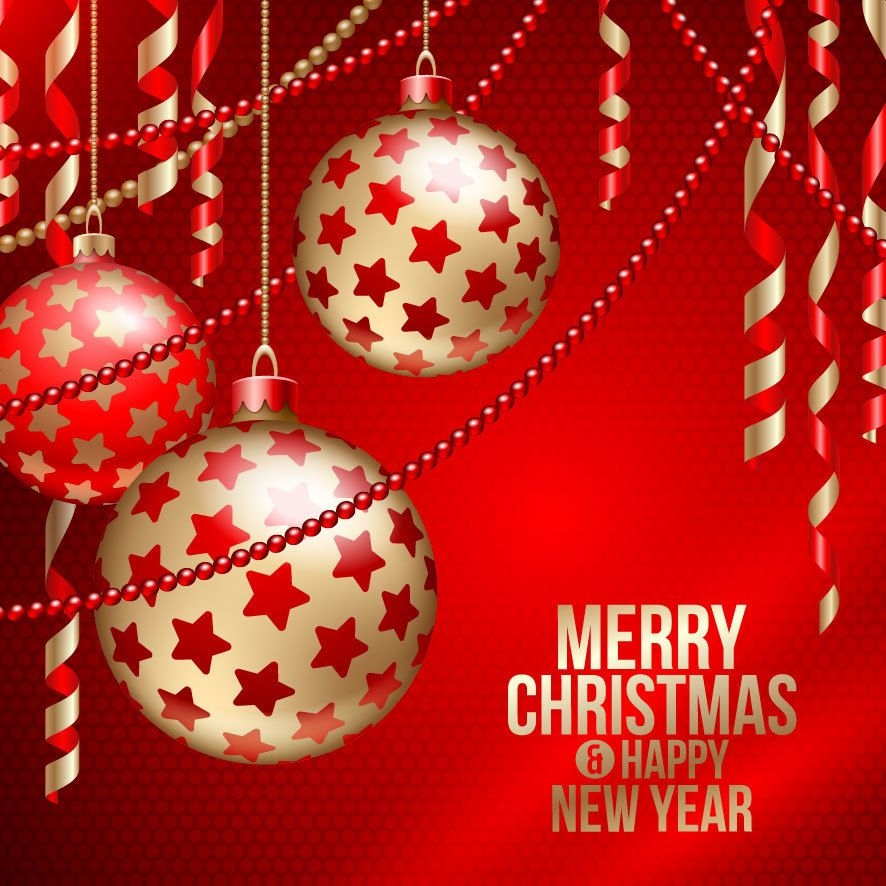 Glossy Christmas Balls & Streams on Dotted Pattern - Vector download