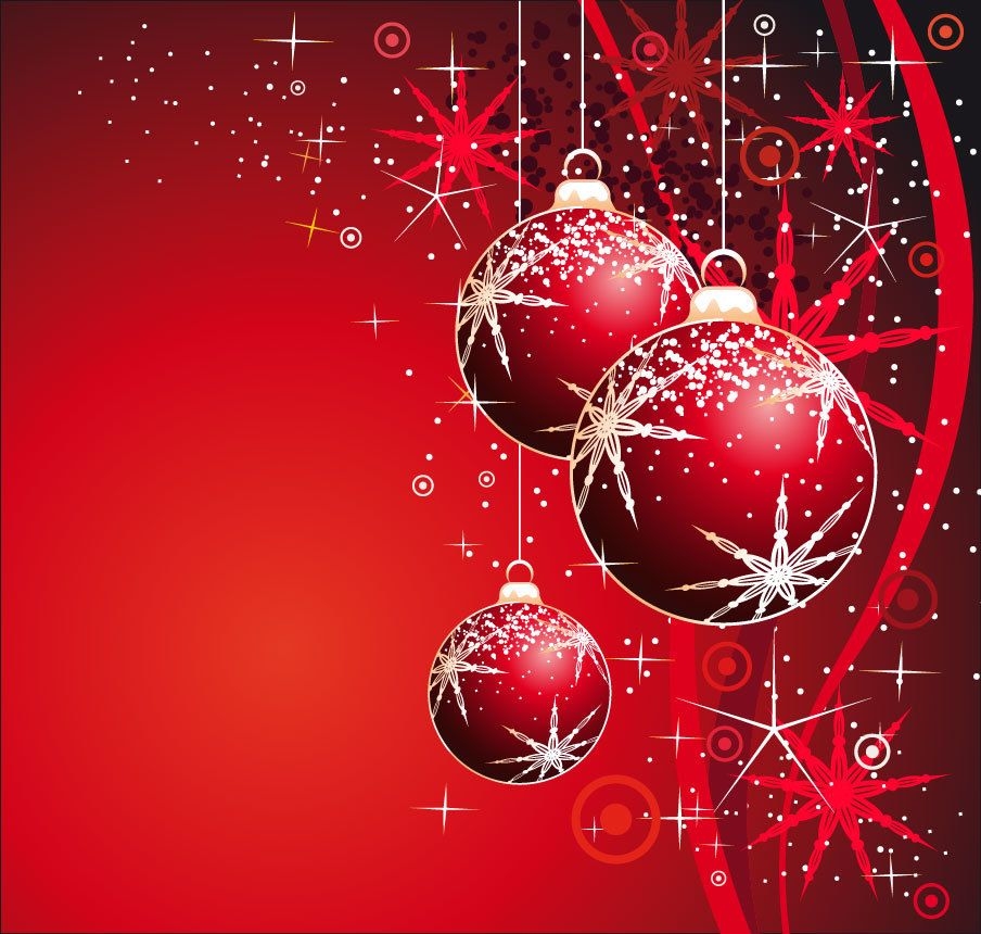 Christmas Balls & Snowflakes Sparkling Background
