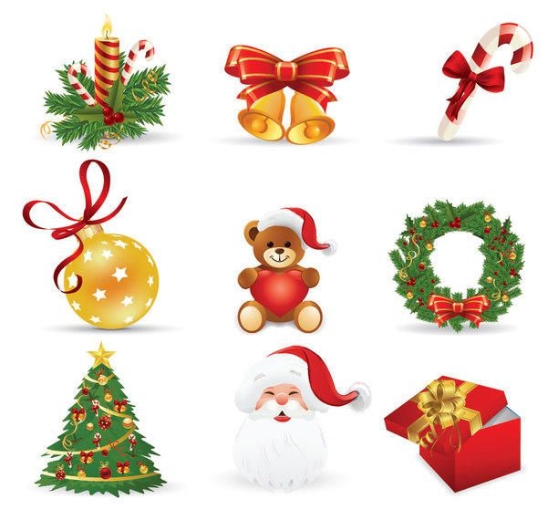 3D Funky Style Christmas Icon Set - Vector download
