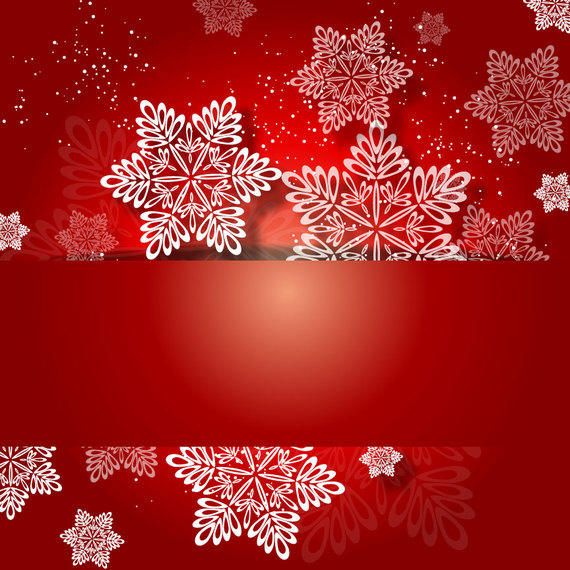 Red Christmas Invitation with White Snowflakes Red Christmas Invitation with White Snowflakes