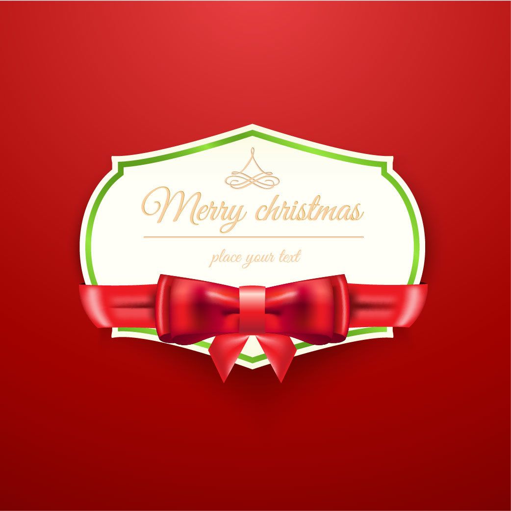 Convite de Natal com fita em fundo vermelho