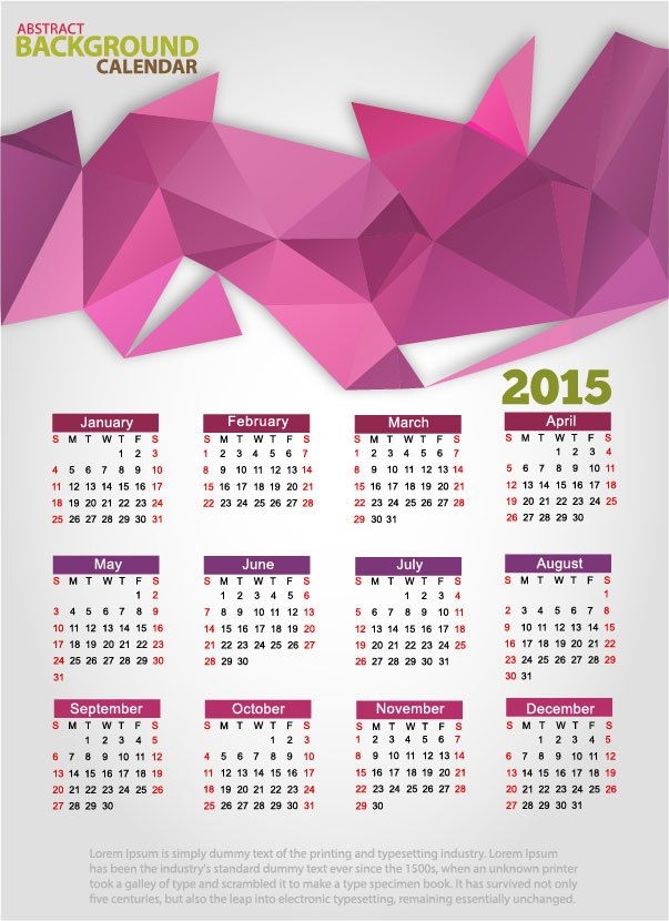Polígono triangular Resumen 2015 Calendario