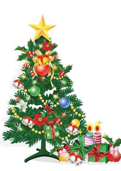 Decorative Spruced Christmas Tree With Gift Boxes - Vector Download