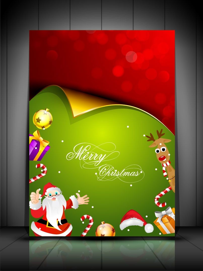 Cartão de Natal encaracolado com garras e enfeites de Papai Noel