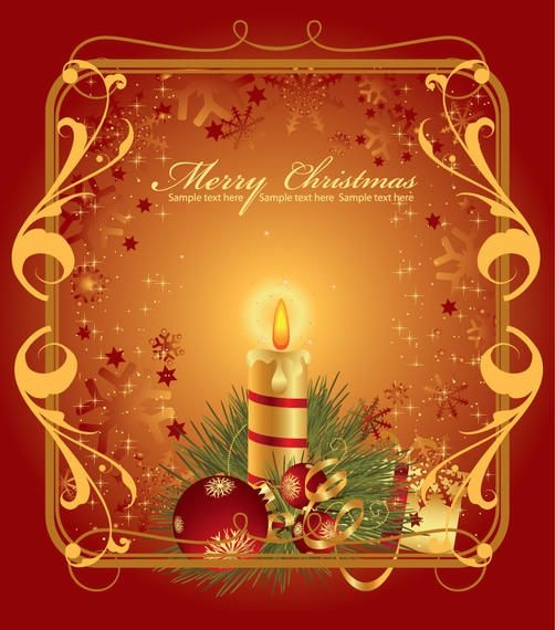 Christmas Greeting Card with Floral Frame - Vector download