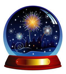Comemorando a noite de Natal no globo de neve