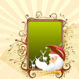 Tarjeta de felicitación con remolino con ciervos y Santa