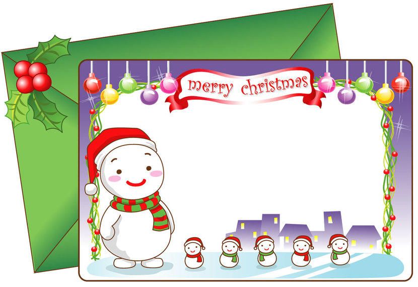 Cartoon Snowman with Decorative Christmas Card Cartoon Snowman with Decorative Christmas Card