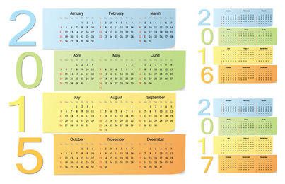 Calendário Simplista Long Sticky Note 2015