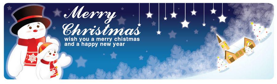 Banner de Navidad azul con lindo muñeco de nieve Banner de Navidad azul con lindo muñeco de nieve