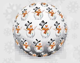 Bola de Natal 3D com padrão de boneco de neve