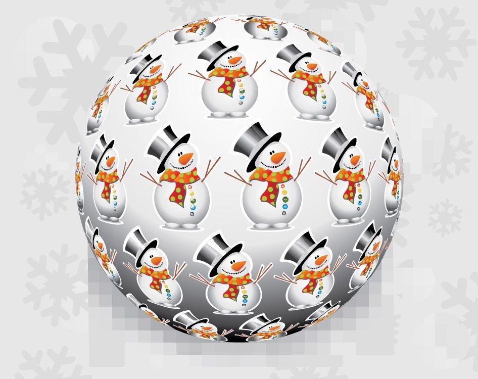 3D Weihnachtsball mit Schneemannmuster