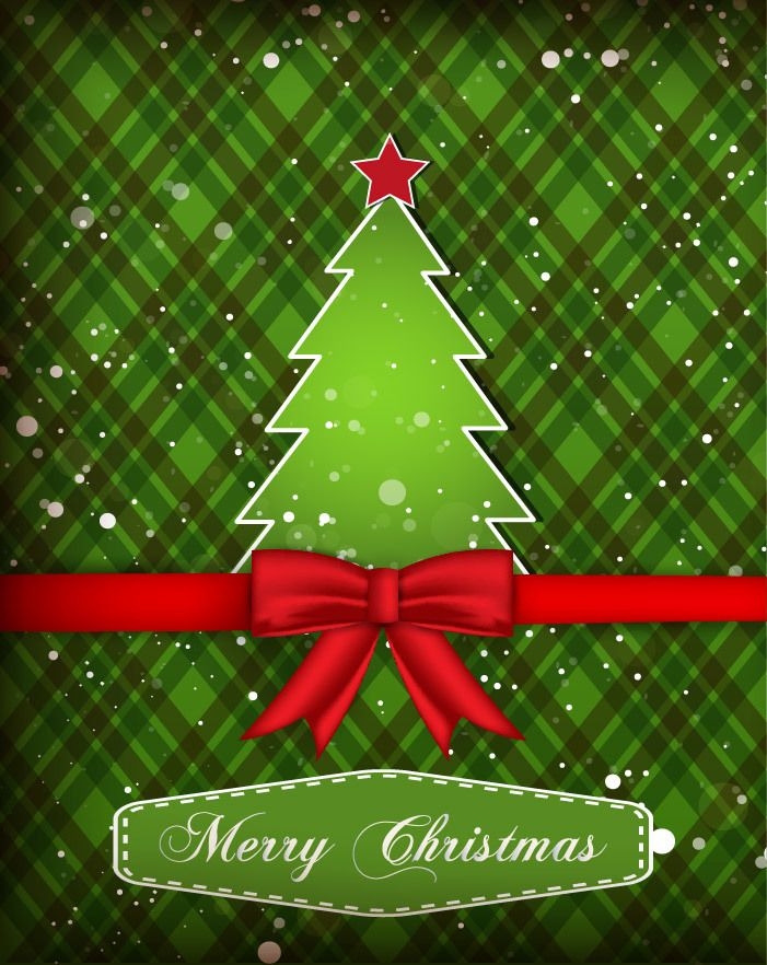 Cartão de Natal com árvore de corte de papel verde