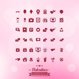 Iconos planos minimalistas de San Valentín