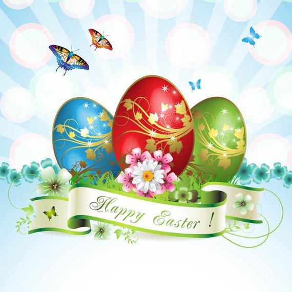 Stunning Easter Card With Butterflies & Eggs - Vector Download